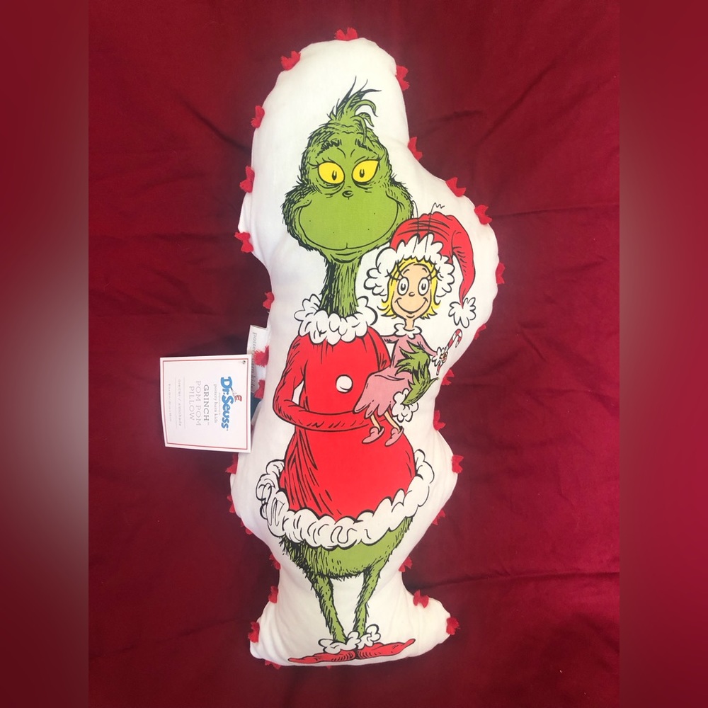 Pottery Barn Kids Dr. Seuss's The Grinch™ Pom Pom Pillow New with tag
